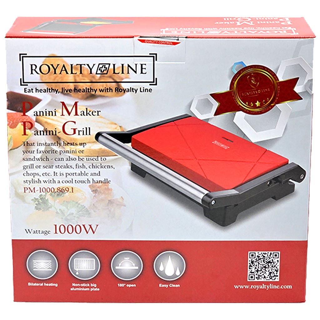 Panini-Maker, elektrischer Grill, 1000W, rot, Antihaftplatte