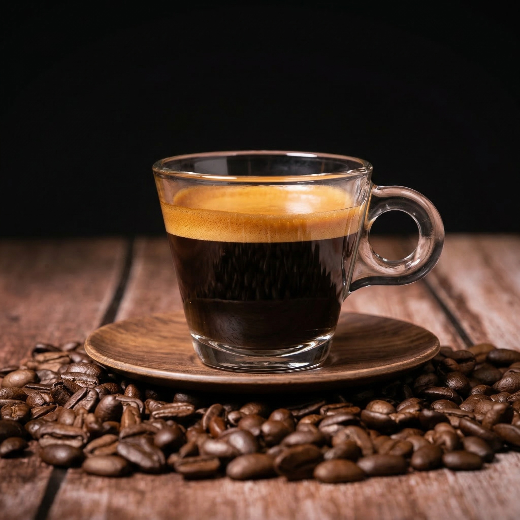 Kaffee, Espresso, Glas Tasse, Schwarz, Kaffeebohnen
