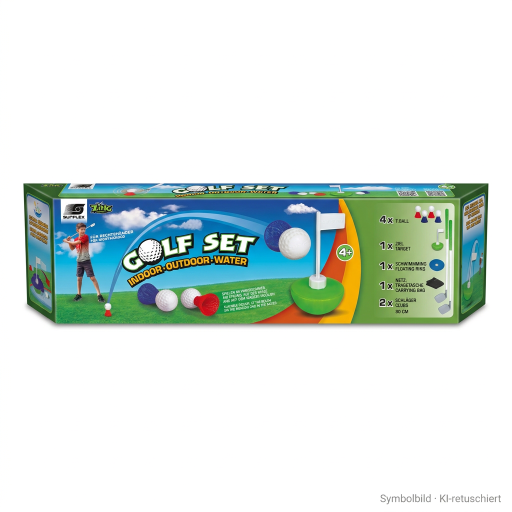 Golfset, Mini-Golf, Ball, Ziel, Zubehörtasche