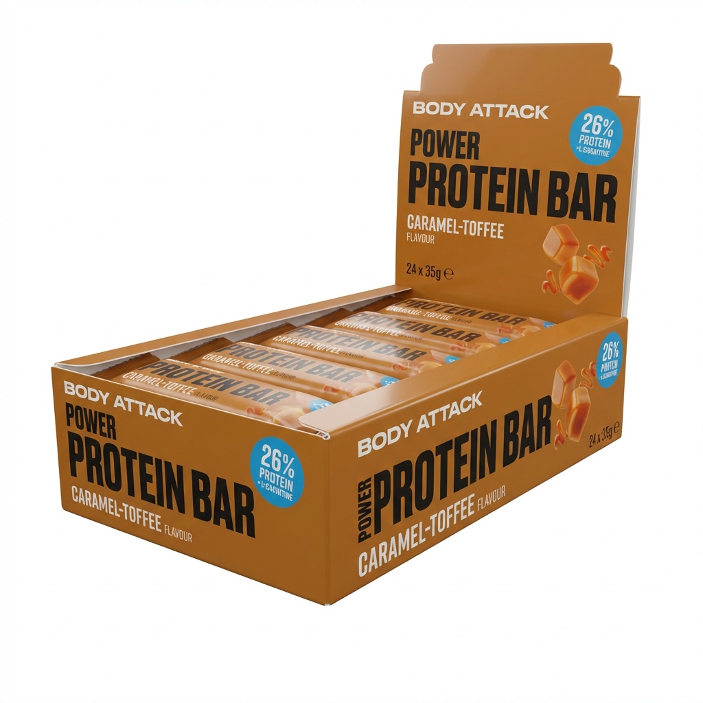 Proteinbar, Karamell-Toffee, Braune Verpackung, 24x35g, Schokoladen Geschmack