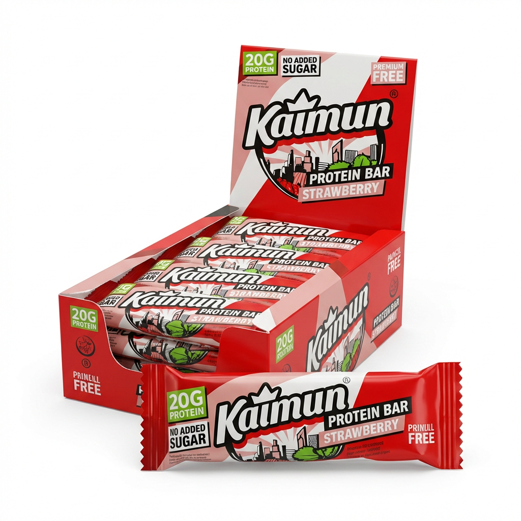 Protein-Riegel, Erdbeere, kein Zucker, 20 g Protein, Snack