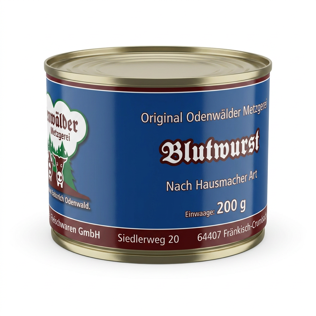 Blutwurst, Wurstdose, Metzgerei, 200 g, Original Odenwälder