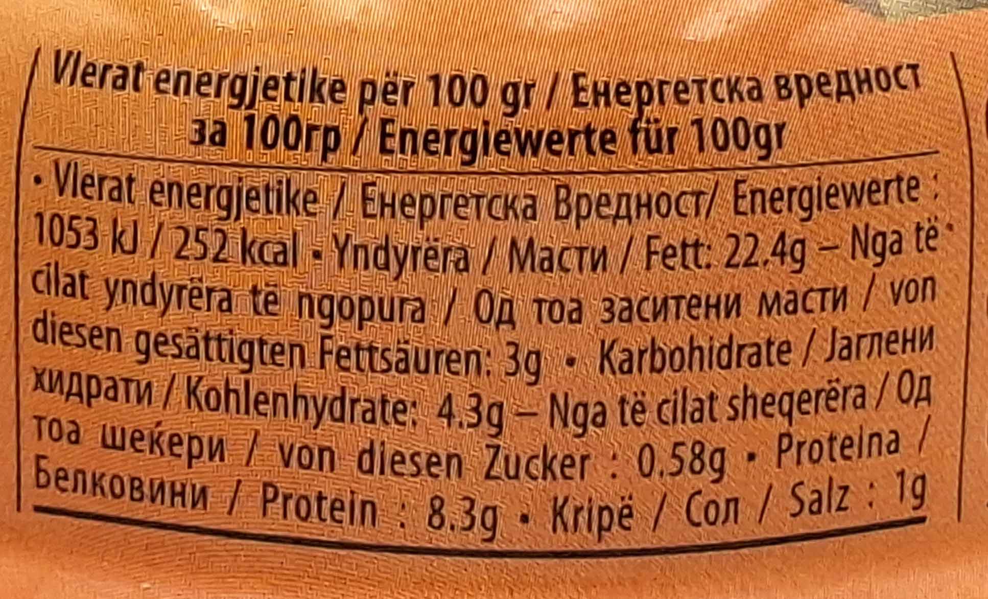 Nährwerttabelle, Etikett, Nährwerte, Zutaten, Zuckeranteil