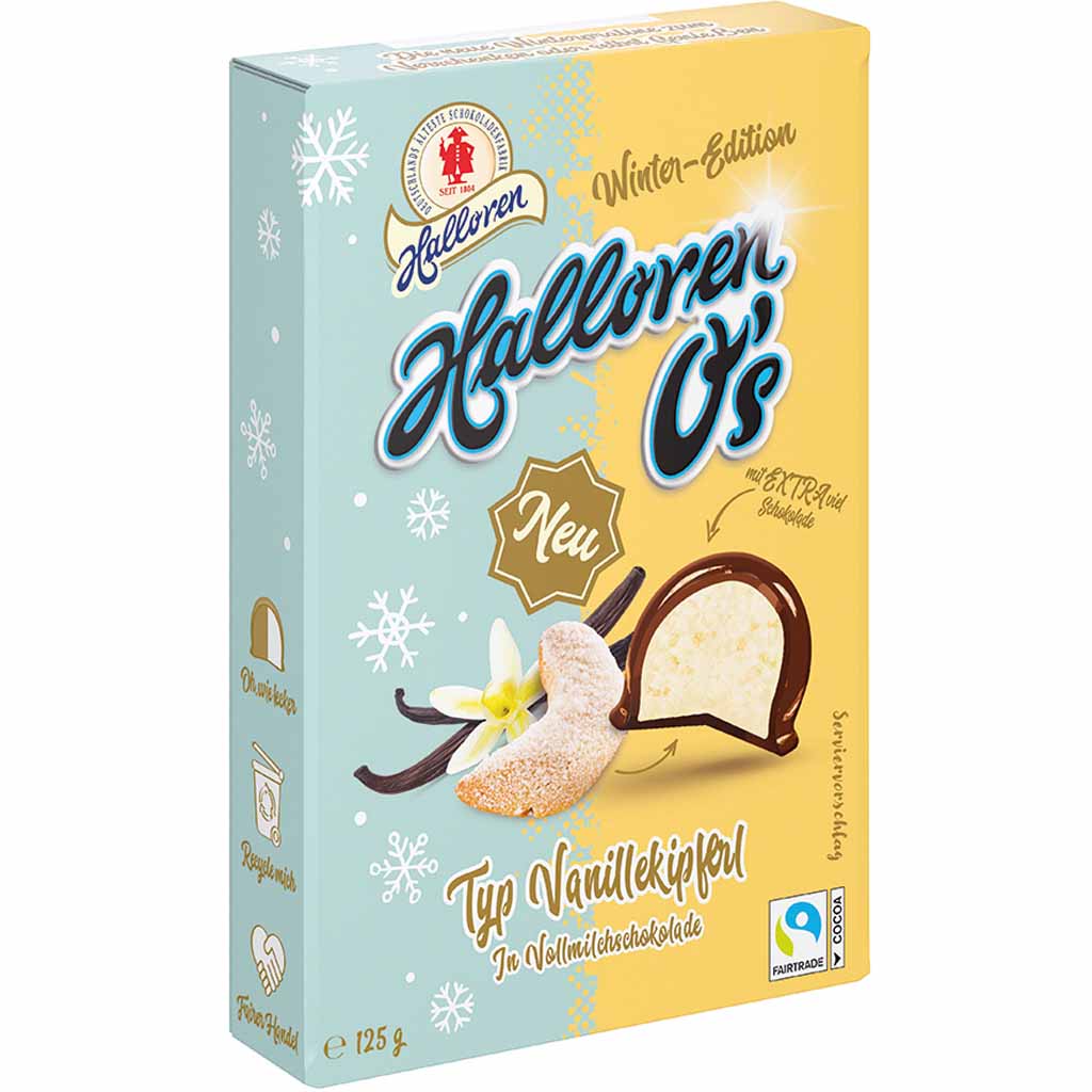 Original Halloren Kugeln O's Vanillekipferl 125g MHD 11.08.26