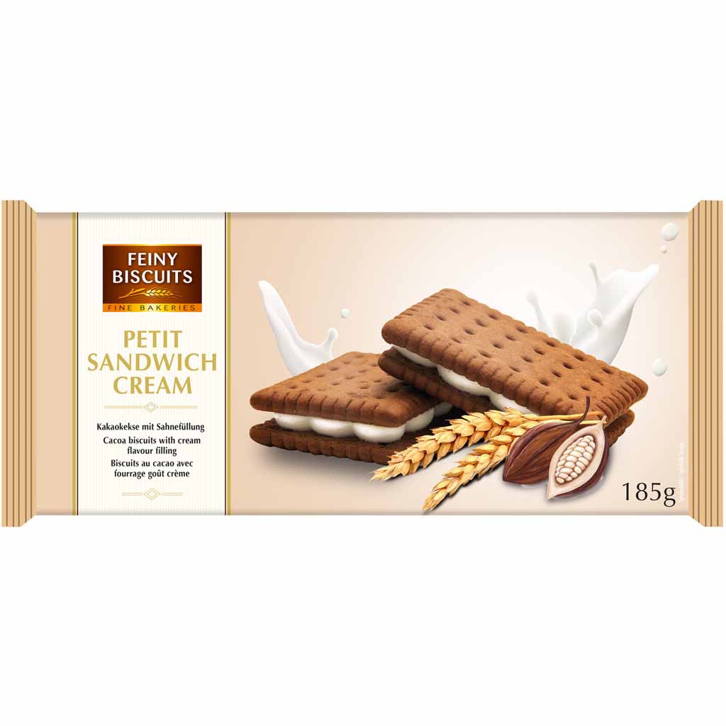 Feiny Biscuits Sandwich Kekse Kakao mit Cremefüllung 185g MHD 13.05.27