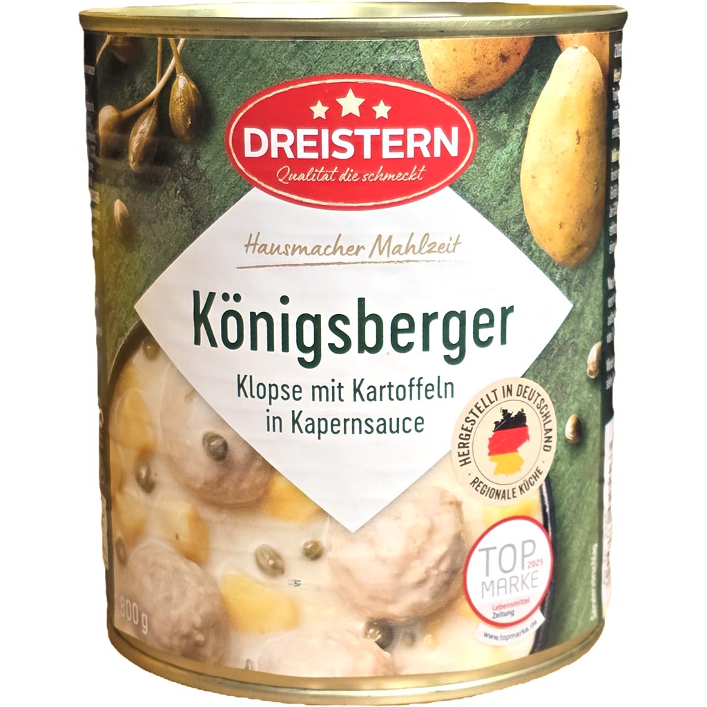Königsberger, Klopse, Kartoffeln, Kapernsauce, Konserve