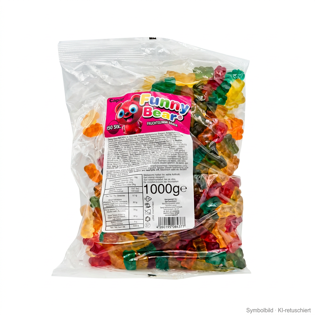 Gummi, Fruchtgummi, Beutel, 1000g, Mehrfarbig