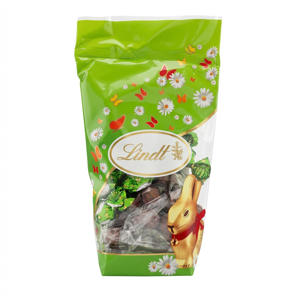 Schoggipaket, Lindt, Osterverpackung, Schokoladenbonbons, Hasenfigur