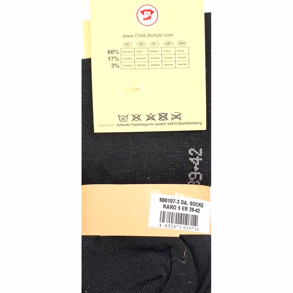 5x Trend Lady Socken für Damen Karo 39-42