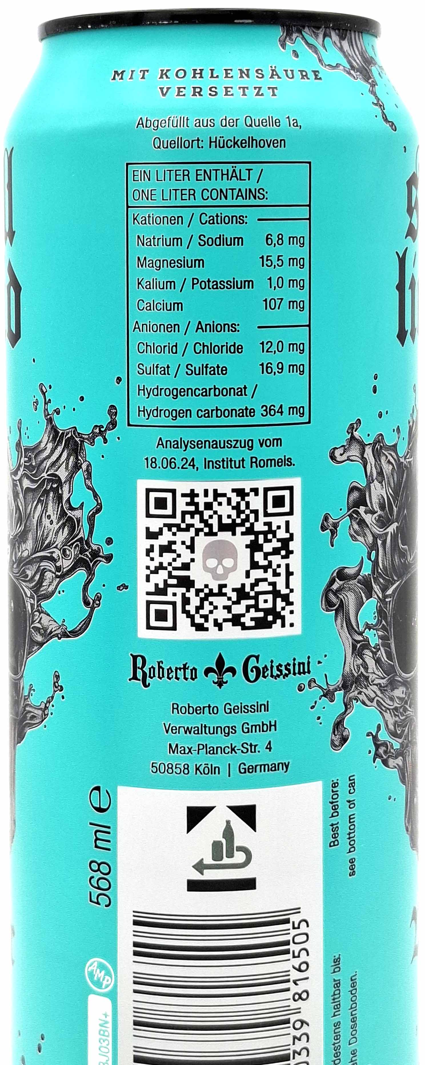 Aluminumdose,  Getränkedose,  türkis, Nährwertangaben,  QR-Code