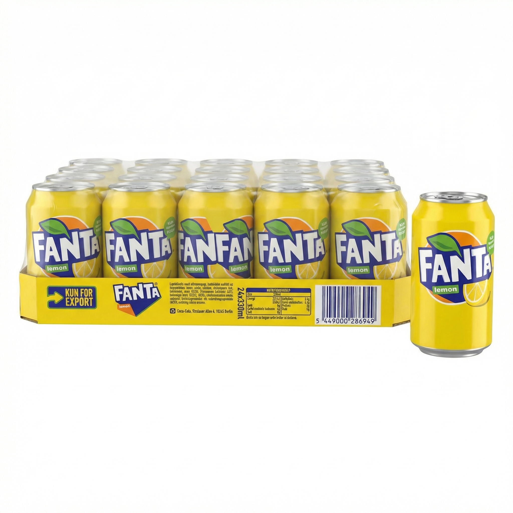 Zitronenlimo, Fanta, Zitrusdosen, Gelbes Verpackung, 12er Pack