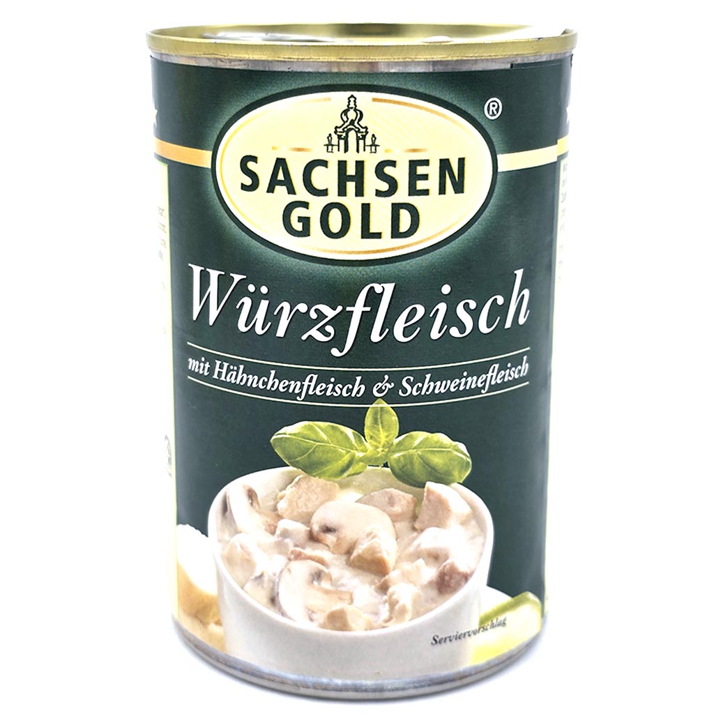 Würzfleisch, Dosenprodukt, Sachsen Gold, Huhn und Schwein, Rahmsoße