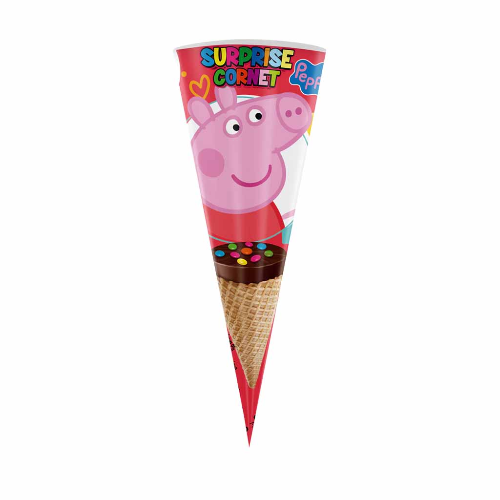 Eistüte, Peppa Pig, Eiswaffel, Schokoladenoberteil, Glitzerkugelchen
