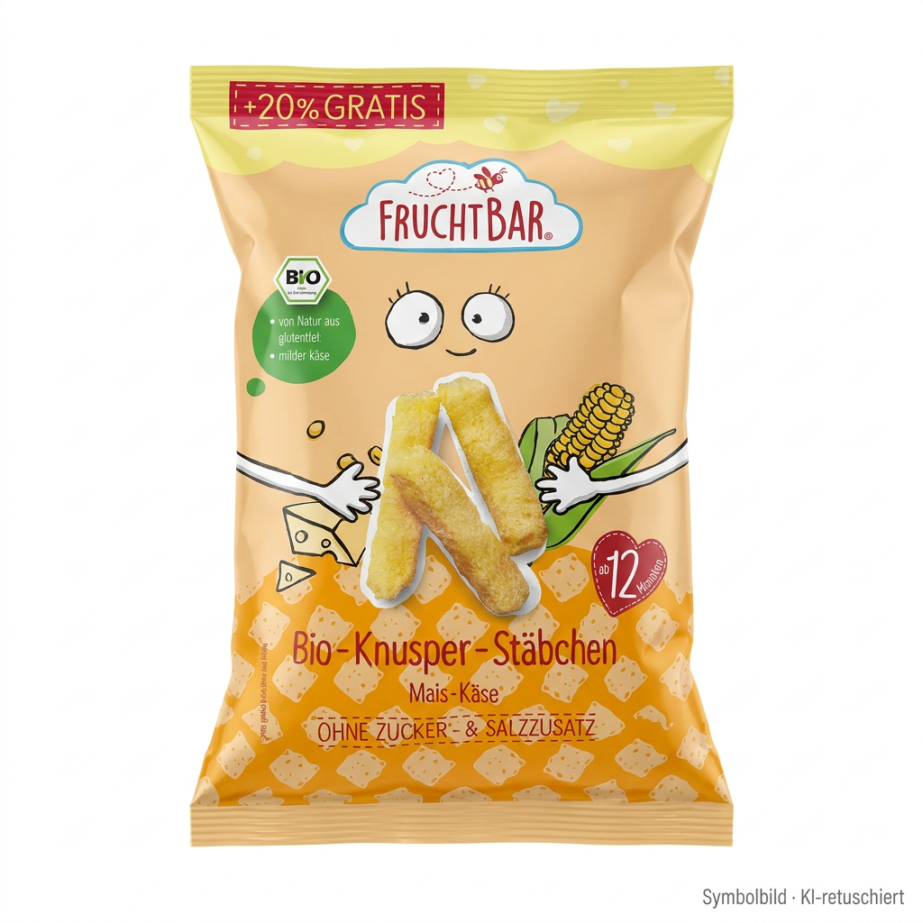 Bio-Knusper-Stäbchen, Mais-Käse, Knusperstangen, Ohne Zucker, Salzadditiv