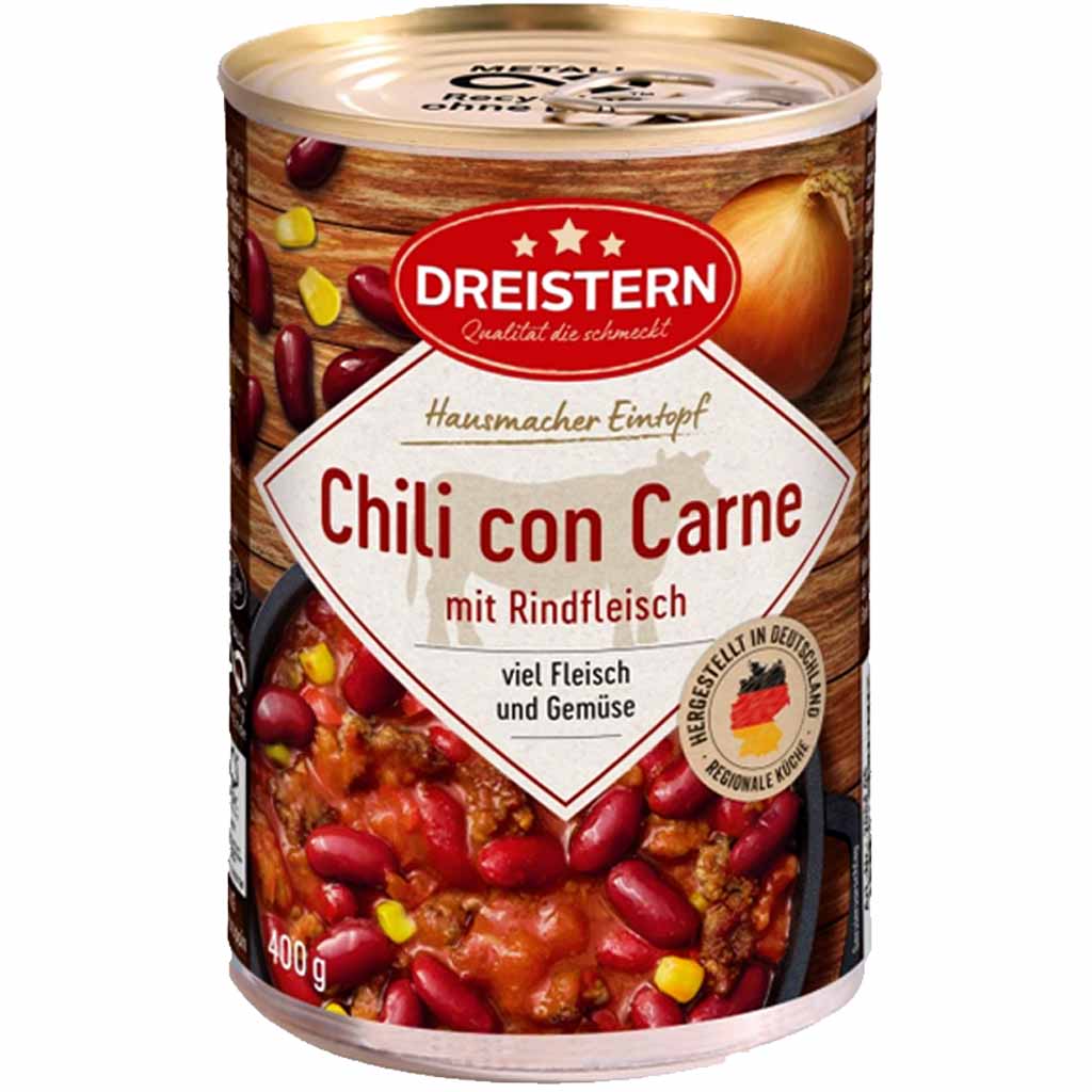 Dreistern Hausmacher Eintopf Chili con Carne mit Rindfleisch 400g MHD 17.04.29