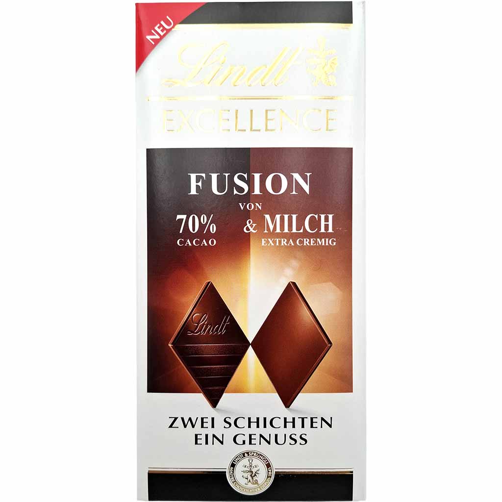 Schokoladentafel, Fusion Schokolade, 70% Kakao, Milchschokolade, Zwei Schichten