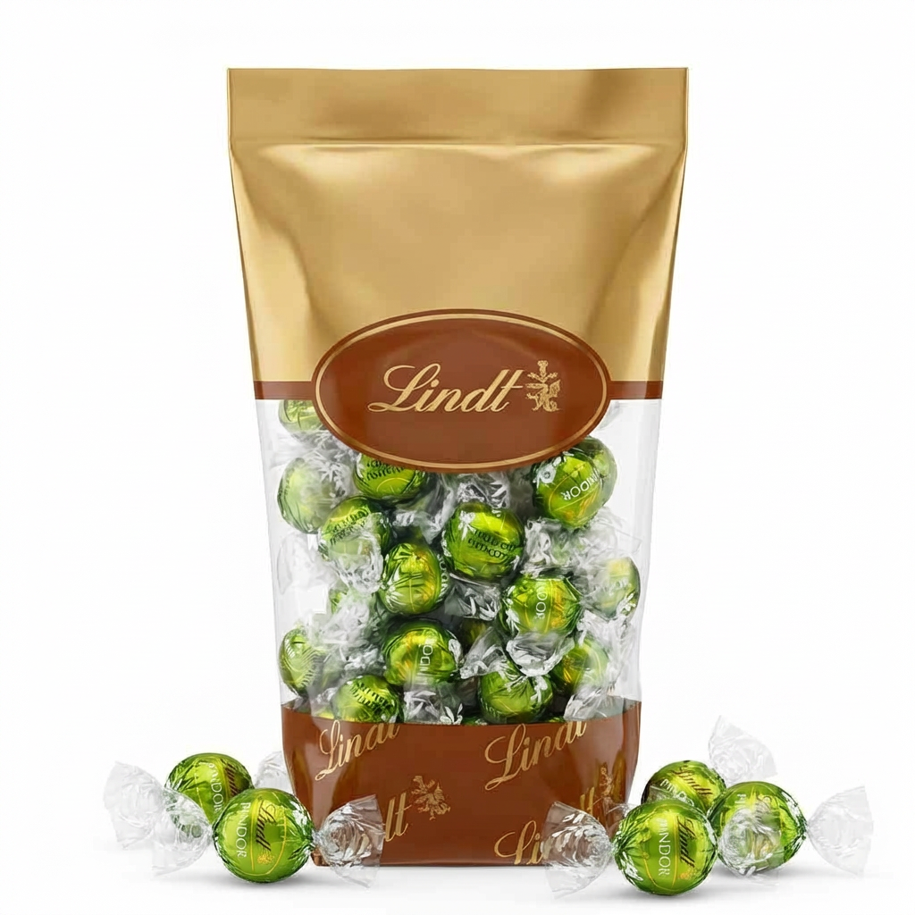 Kleines Bonbon, Lindt Pralinen, Grünverpackung, gefüllte Schokolade, Einzelverpackung
