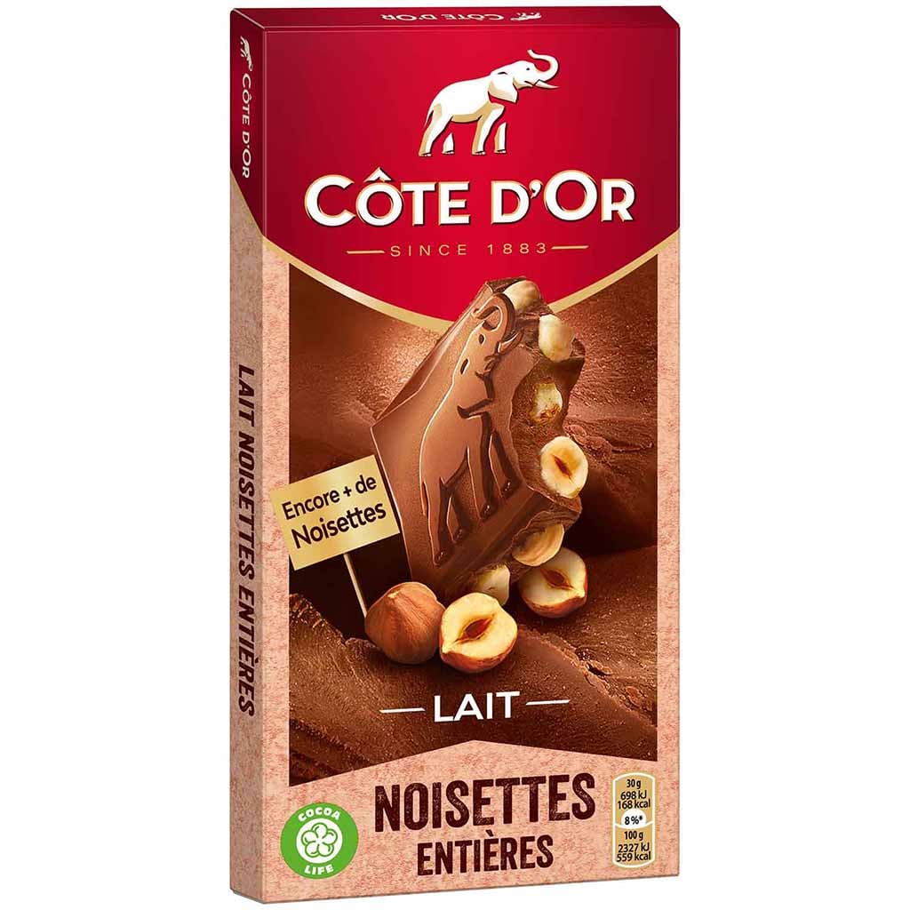 Cote D'Or Tafelschokolade Lait Noisettes Entières 180g MHD 07.11.26