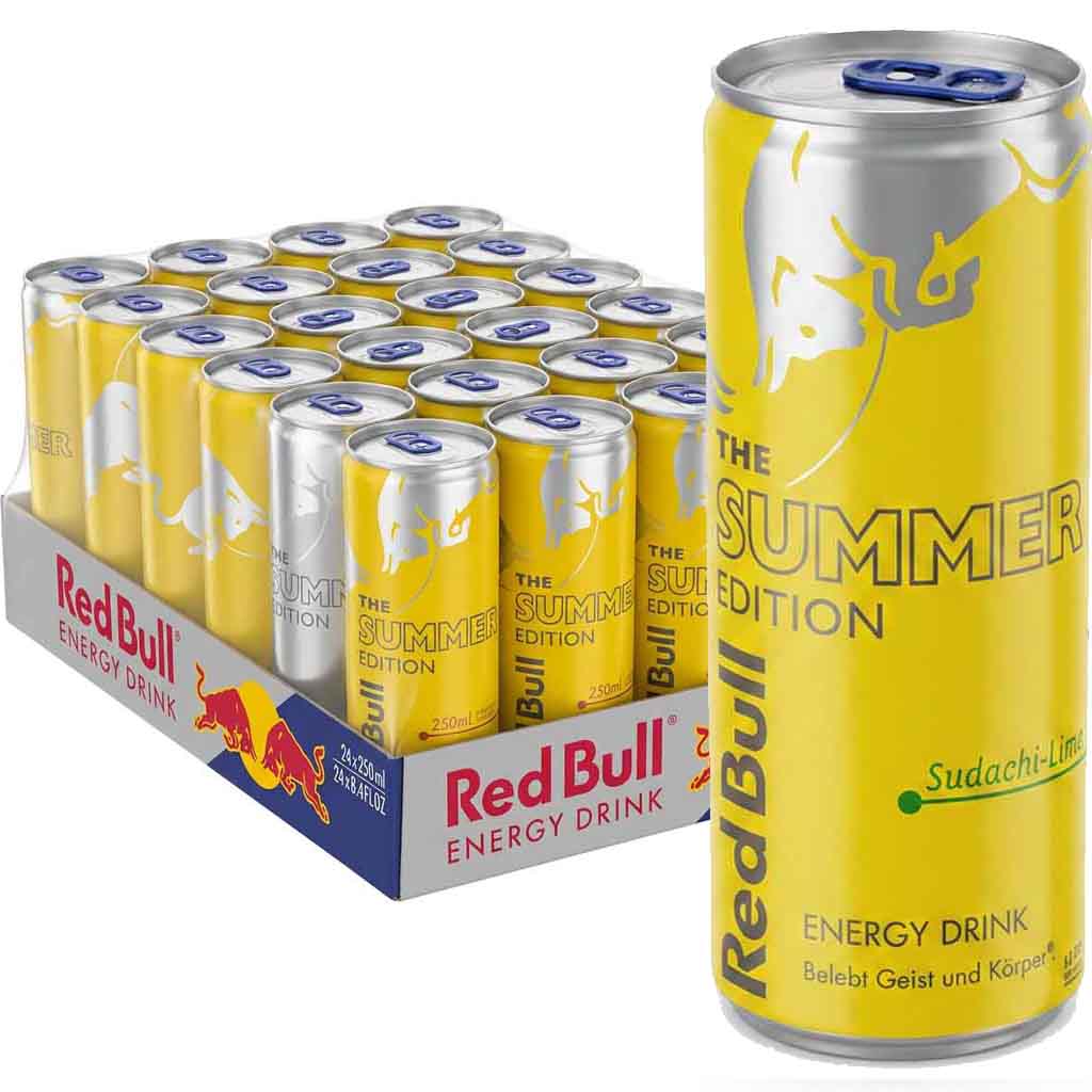 Energiedrink, Red Bull, Dosen, gelbe Dose, 24er-Pack