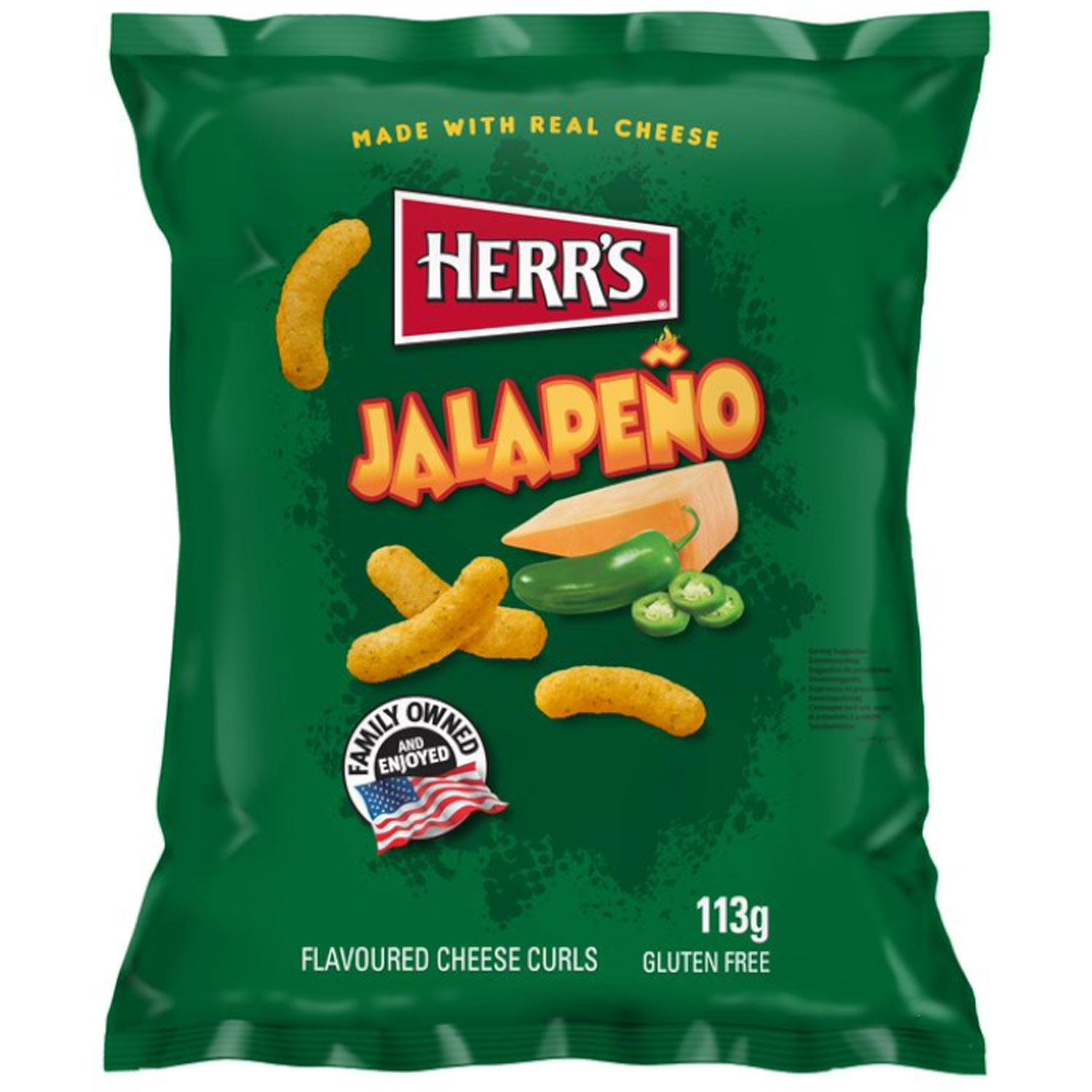 Herrs Jalapeño Cheese Curls 113g MHD 28.09.26