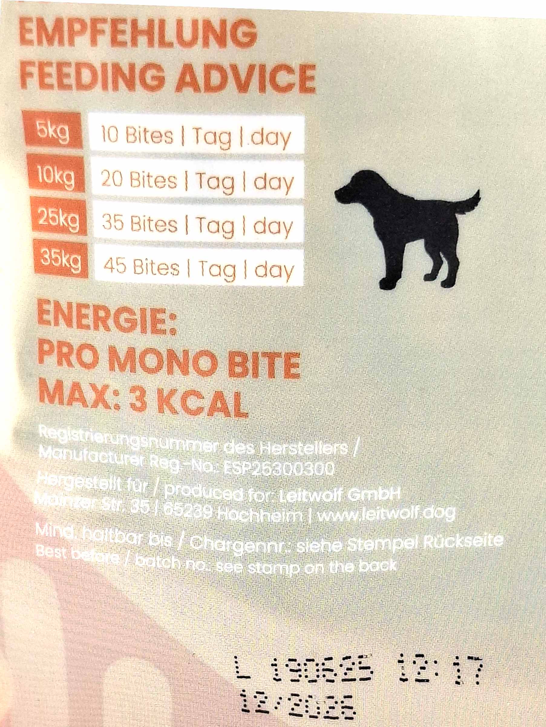 hund, dog, energie, pro mono bite, kcal