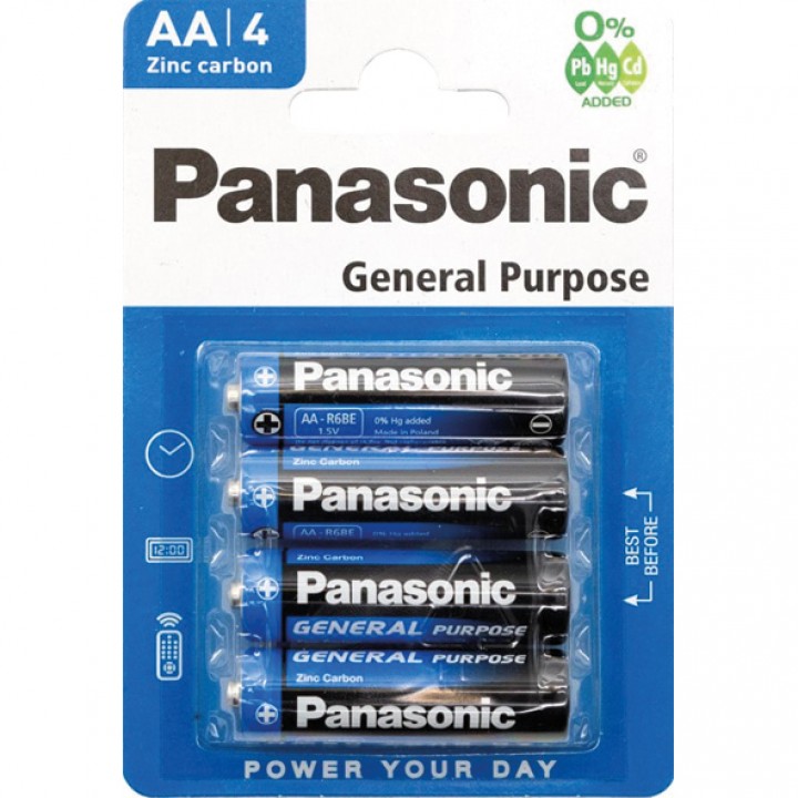 PANASONIC R6/AA General Purpose 4 Batterien MHD 30.08.28