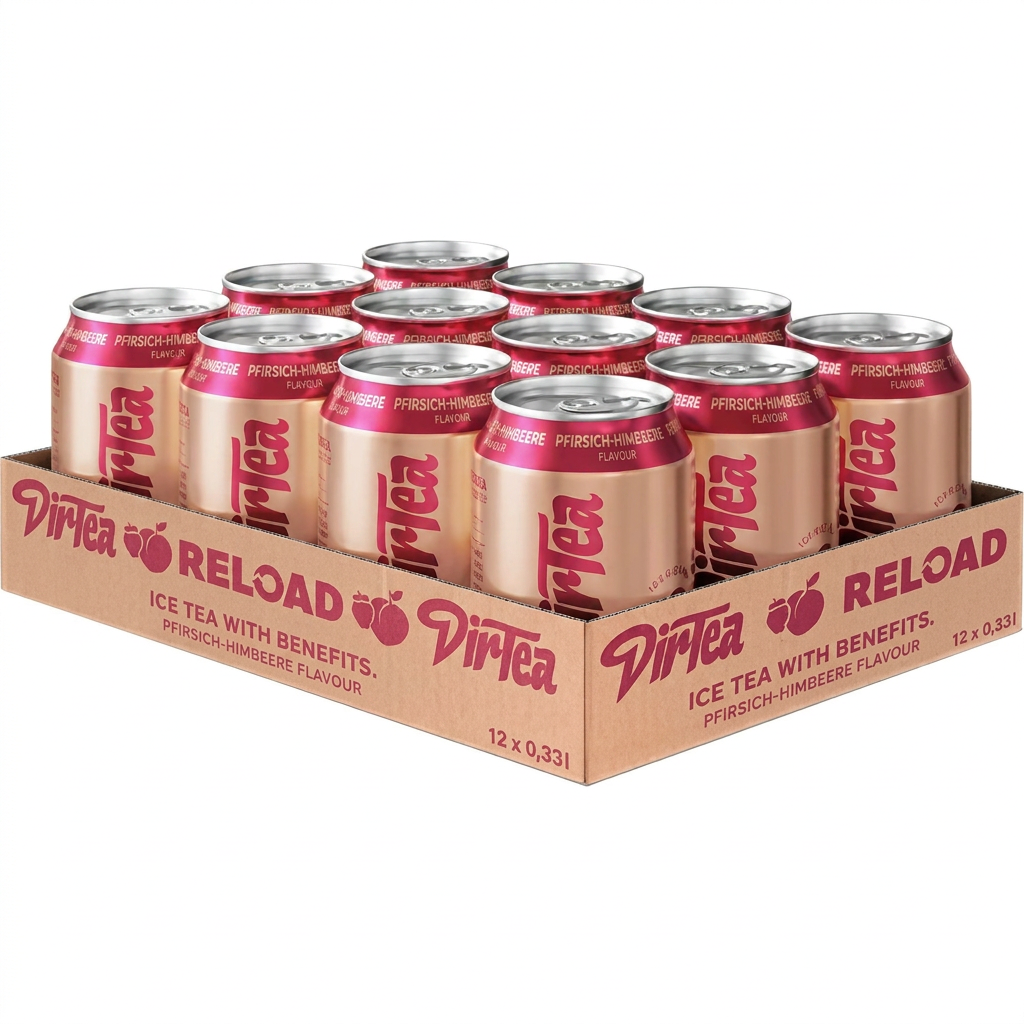 Eistee, Dosen, Pflanzlich, Ribbescar, Pfirsich-Himbeere