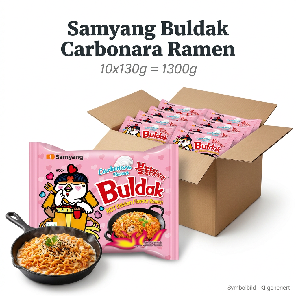 Ramen, Schnellgericht, Rosa Verpackung, Scharfes Hähnchen-Geschmack, Pappkarton