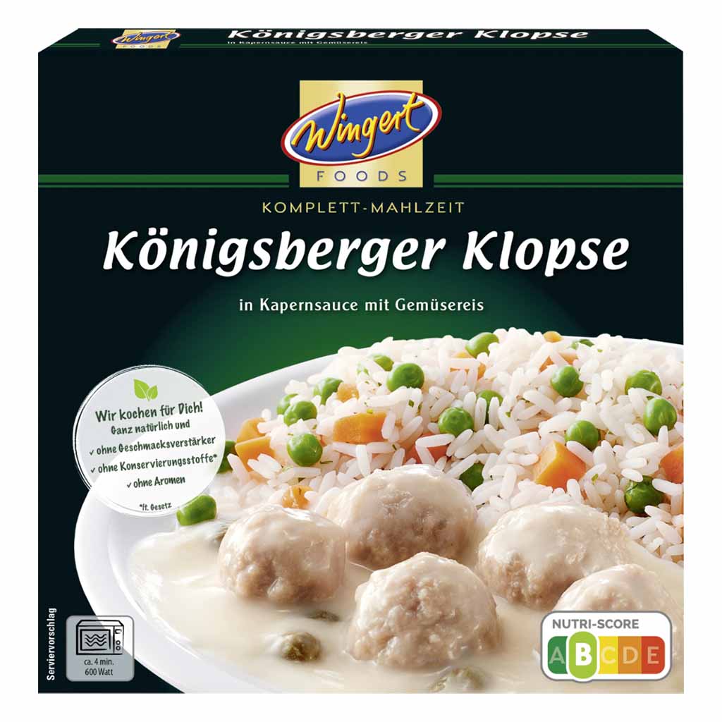 Königsberger Klopse, Klopse, Reis, Gemüse, Milchsoße