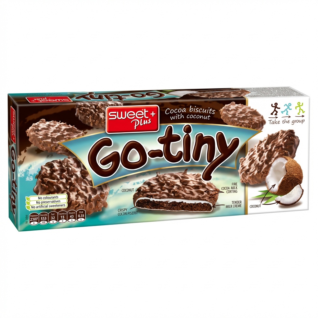 Go-tiny, Kakaobiskuits, Kokosnuss, Milchcreme, Schokoladenüberzug