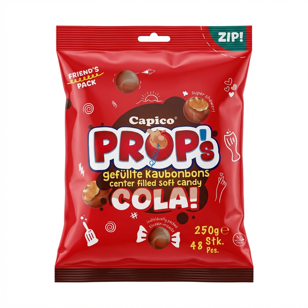 Snack, Candy, Center filled, Cola, Packed