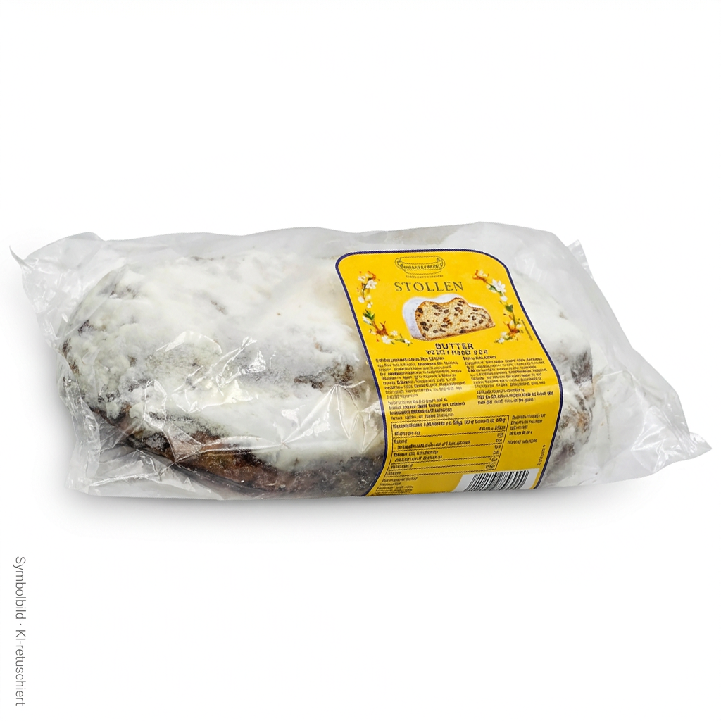 Käse, Stollen, Weihnachtsbrot, Verpackt, Label
