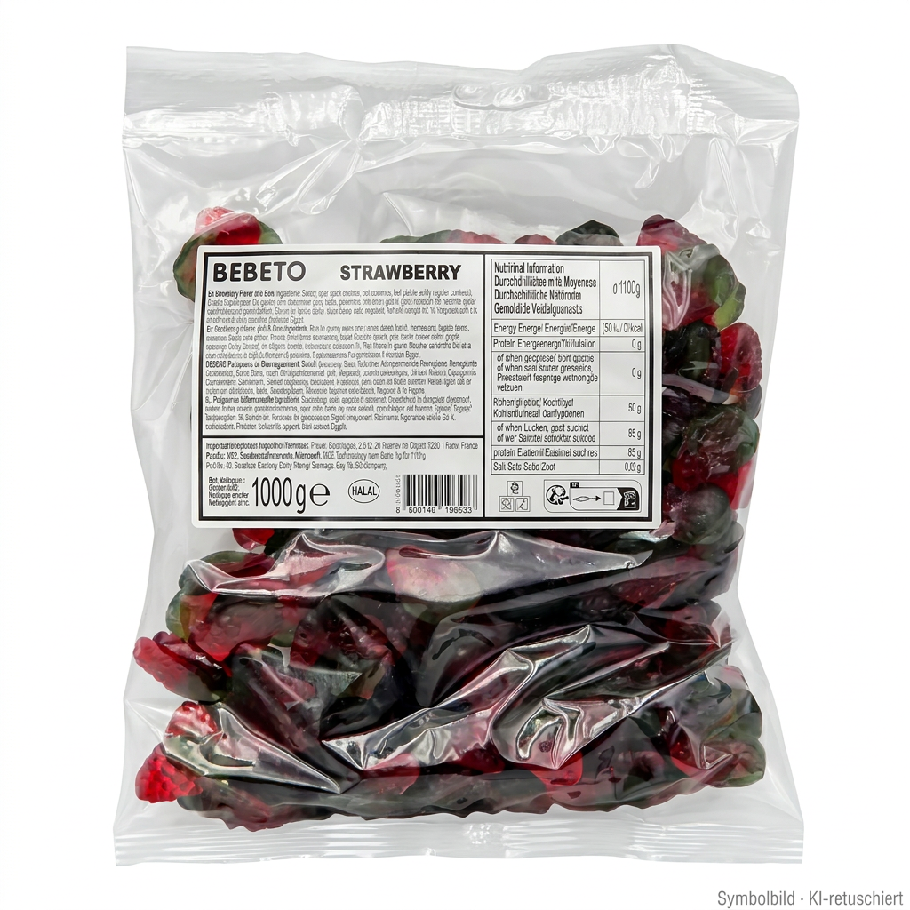 Gewicht 1000 g, Erdbeeren, Beutelverpackung, Trockene Beeren, Fruchtmischt