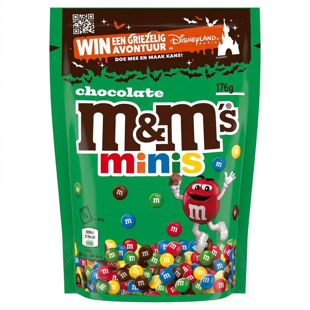 Schokoladenbonbons, M&M's, Minis, Beutel, Grünes Packaging