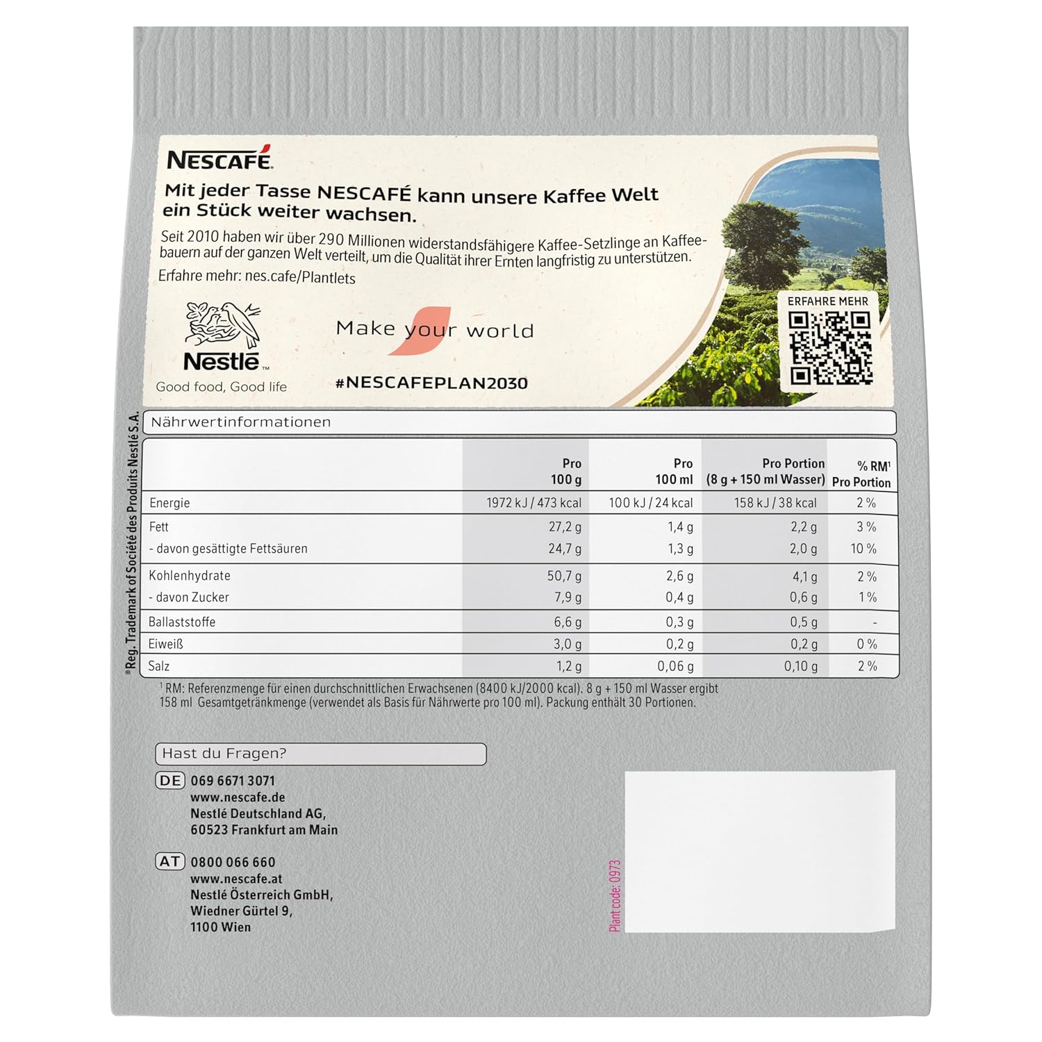 Instantkaffee, Kaffee, Verpackung, Nährwerttabelle, braune Tüte