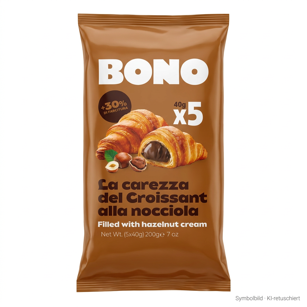 Croissant, Haselnusscreme, gefülltes Croissant, Backwaren Snack, Nussfüllung