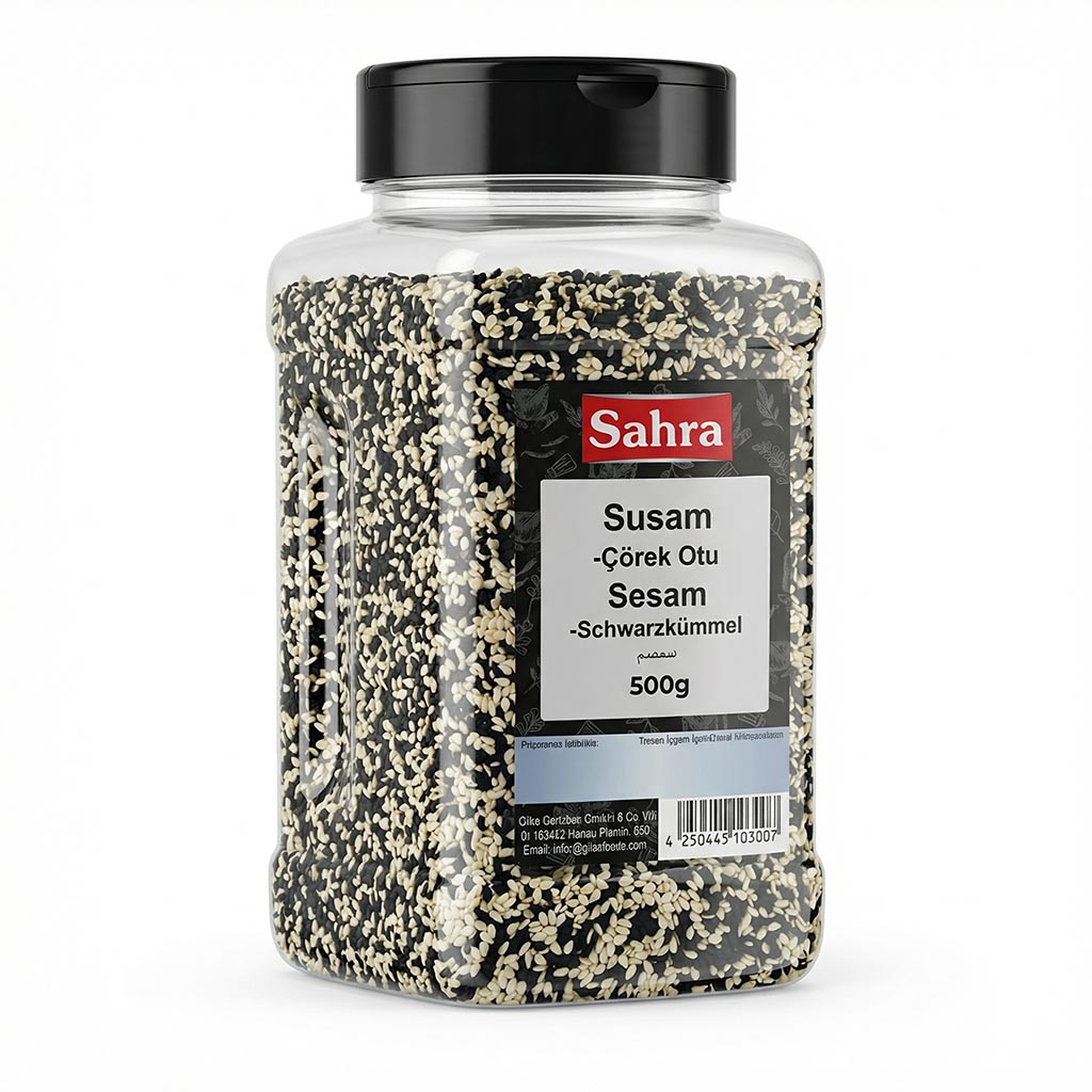 Sesam, Sesamkörner, Schwarzkümmler, 500g, Glasbehälter