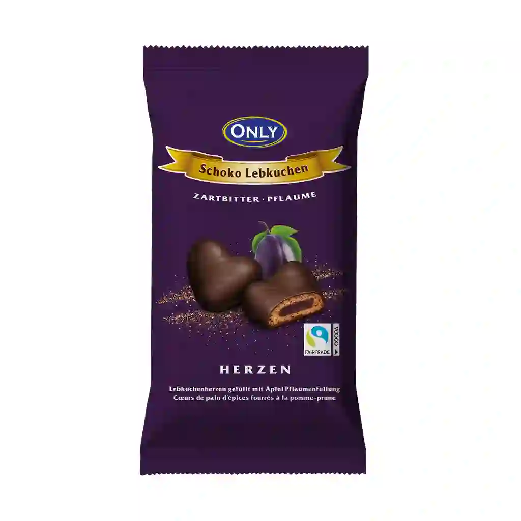 Only Lebkuchenherzen Zartbitter mit Pflaumenmusfüllung 150g MHD 29.05.27