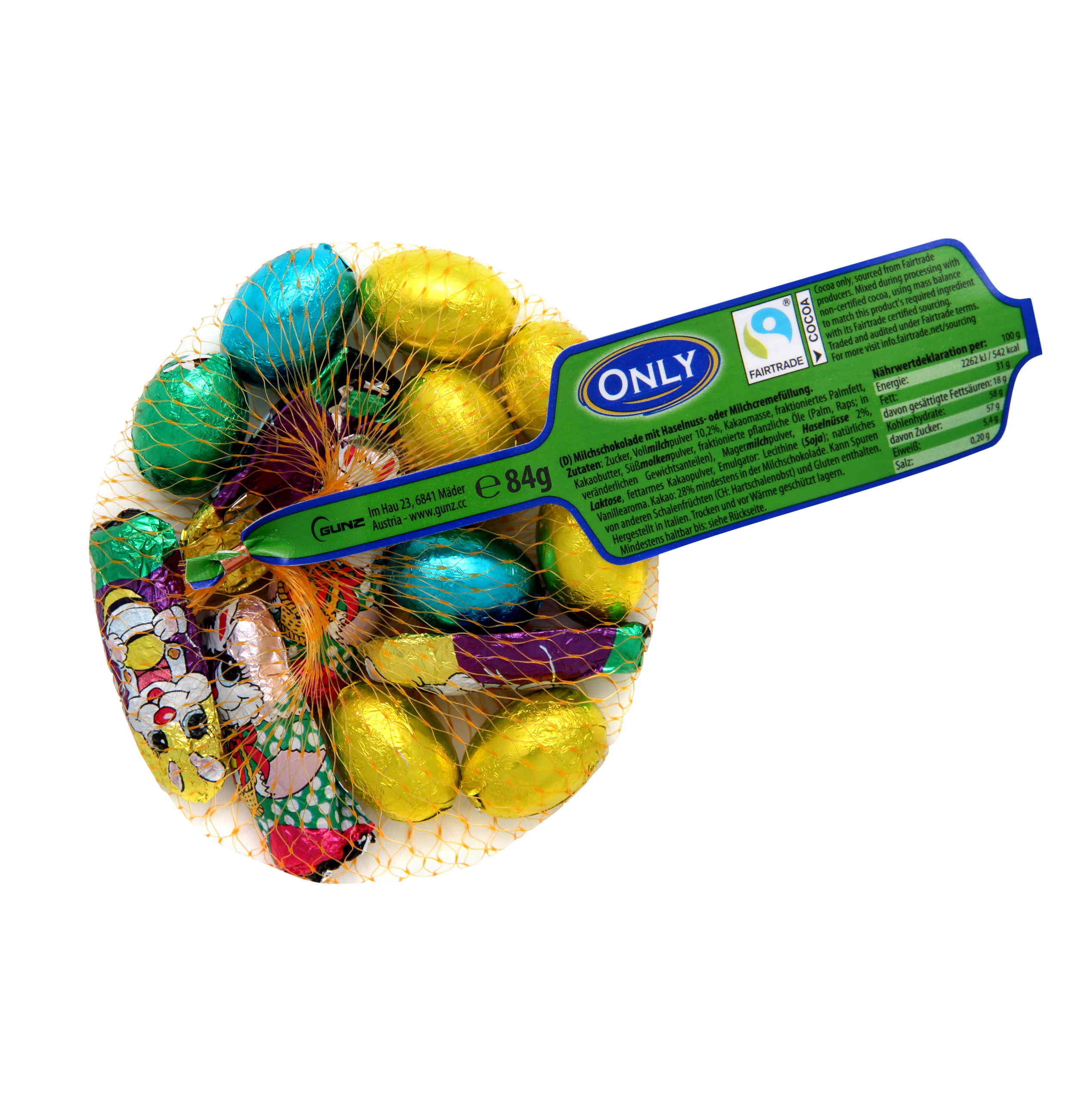 Only Hasen & Eier Milchschokolade mit Haselnuss- & Milchcremefüllung 84g MHD 31.08.27