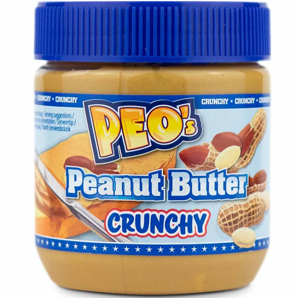 PEOs Peanut Butter crunchy Erdnussbutter 350g MHD 17.02.28
