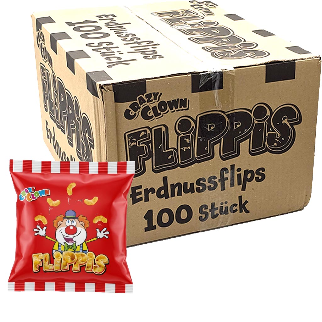 100x Crazy Clown Flippis Erdnussflips 10g = 1000g