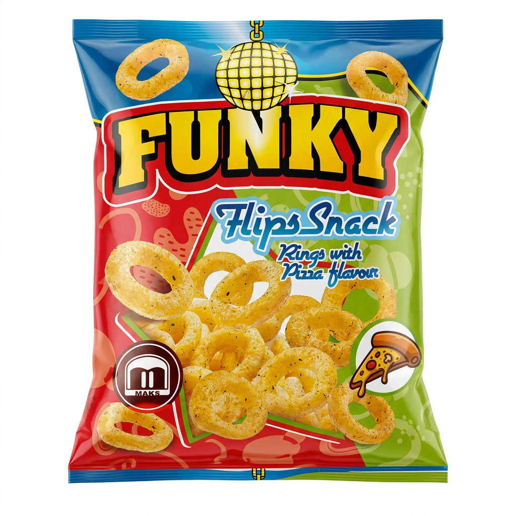 Funky Flips Snack-Ringe mit Pizza-Geschmack 80g