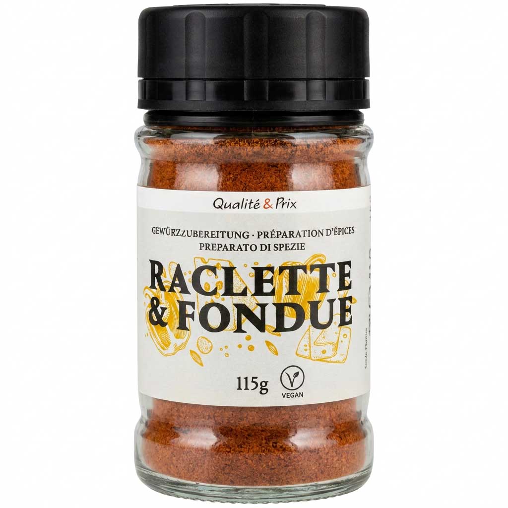 Gewürzzubereitung, Raclette, Fondue, Glasbehälter, 115 g