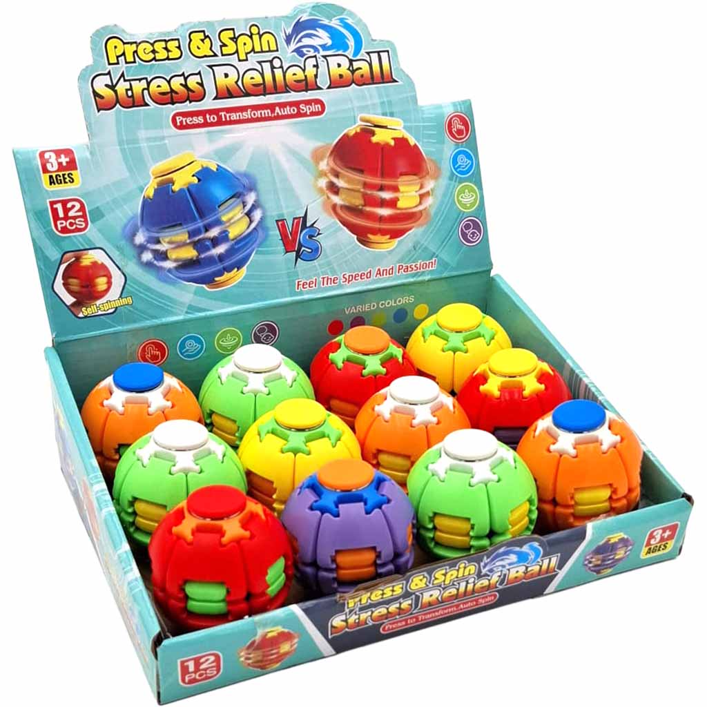 Stressball, Drehball, Selbstspringend, bunte Kugel, 12 Stück