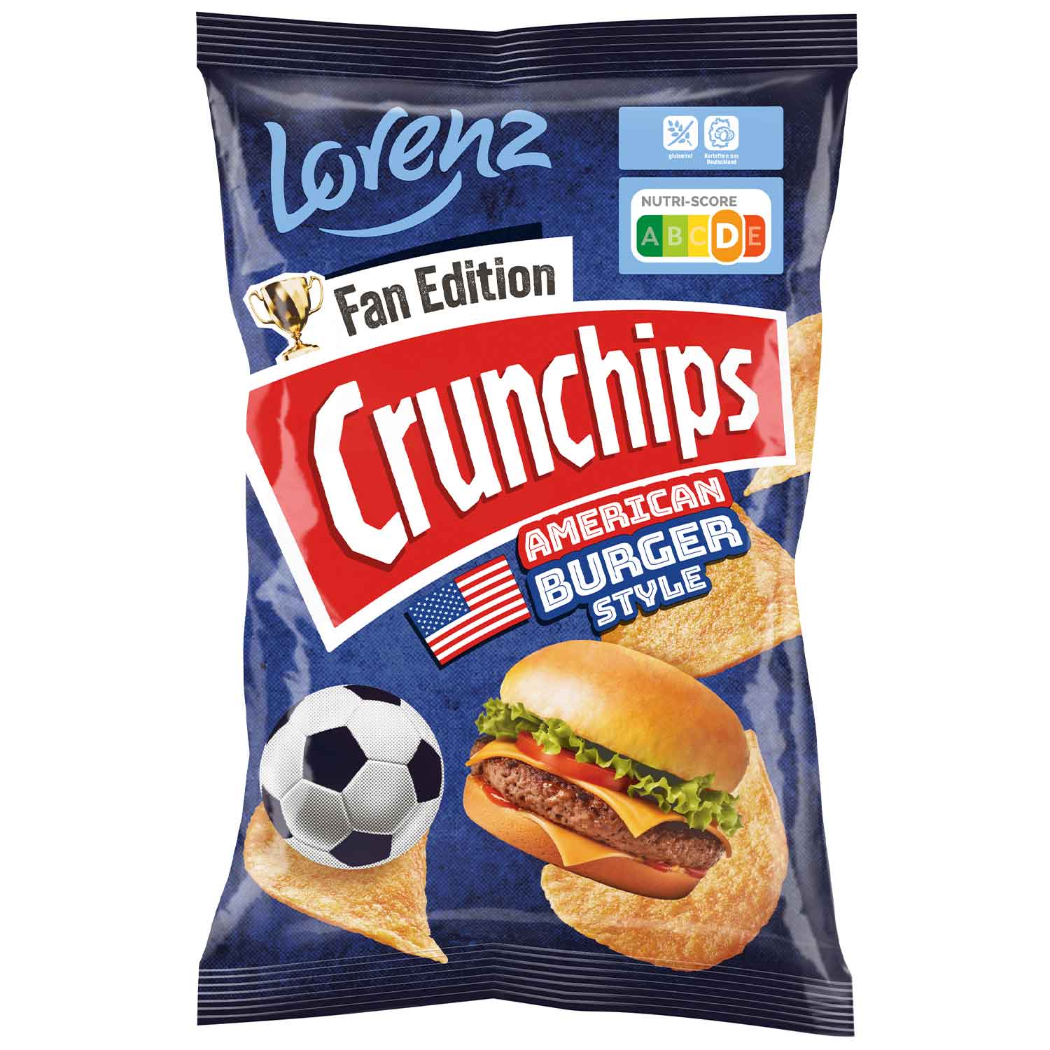 Chips, American Burger Style, Cracker Chips, Soccer ball motif, Fan Edition