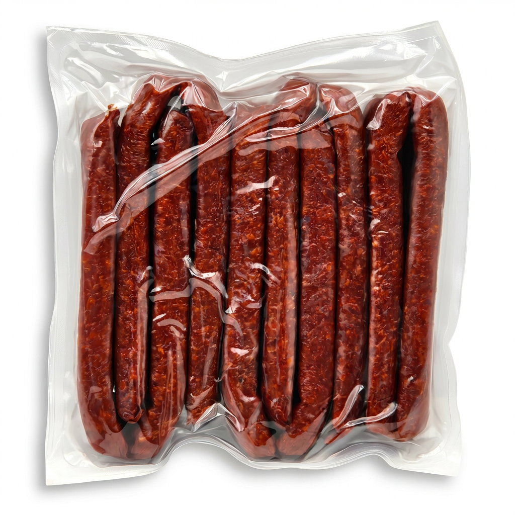 wurst, geräuchert, packung, stangen, vakuum