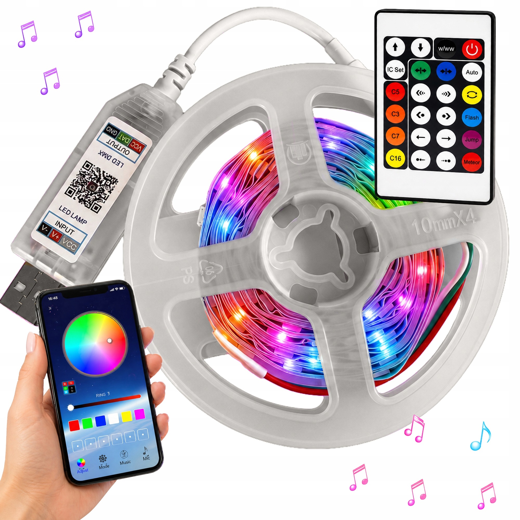 LED Streifen, RGB, Fernbedienung, USB-Strom, Handy-App