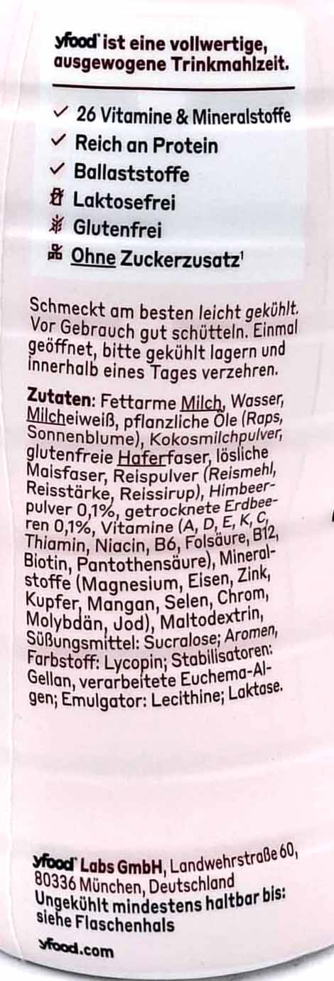 Drinkmix, Nährwertangaben, Laktosefrei, Glutenfrei, Ohne Zuckerzusatz