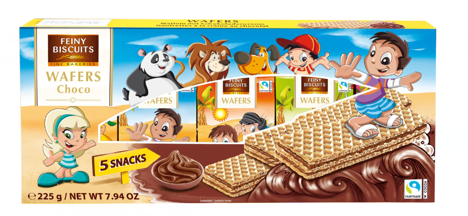 Feiny Biscuits Kinder-Waffeln mit Schokoladencreme 225g (5x45g) MHD 10.07.27