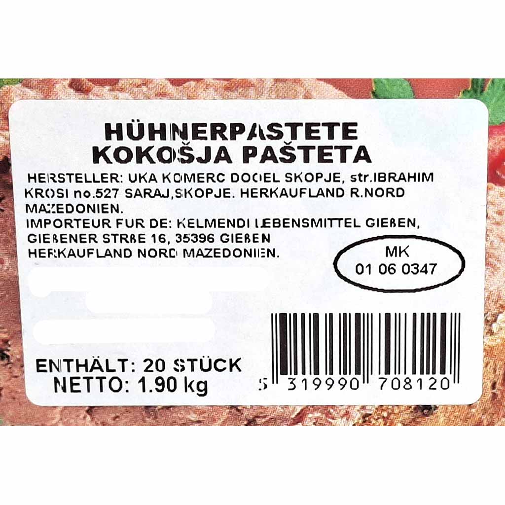 hähnchen, paste, etikett, netto 1.9 kg, barcodes